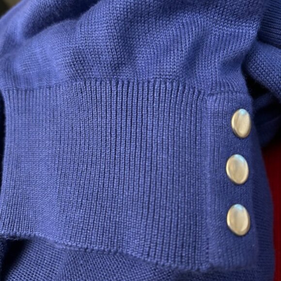 Premise Studio Women's L Open Front Blue Sweater Rayon/Nylon 3/4" Sleeves NWT - Picture 4 of 8